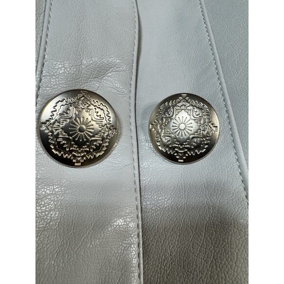 Susan Graver Women's Faux Leather Long Sleeve Jacket Pale Stone Size 8 - Picture 8 of 8